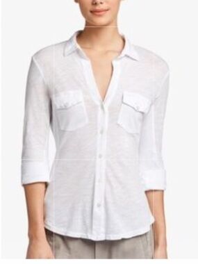 Standard James Perse Contrast Ribbed Surplus Shirt White Women’s Size 2 Medium